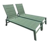 Happy Garden Lot de 2 bains de soleil Barbados Textilène Aluminium Vert sauge Multi-position