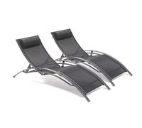 Bain de soleil - DCB Garden - CL76 aluminium et toile plastifiée - Lot de 2 - Noir