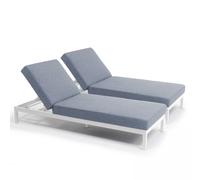 Lot de 2 bains de soleil en aluminium blanc - Oviala Galapagos