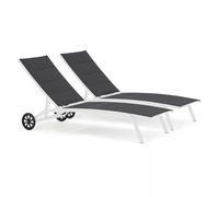 Lot de 2 bains de soleil en aluminium blanc - Oviala Santa Monica