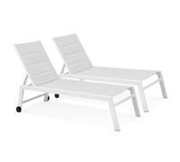 Lot de 2 bains de soleil en aluminium et textilène blanc Nouméa - Oviala