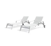 Lot de 2 bains de soleil en aluminium et toile plastifiée
