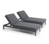 Lot de 2 bains de soleil en aluminium gris - Oviala Galapagos