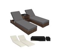 TECTAKE Lot de 2 bains de soleil en duo au design luxueux avec cadre en aluminium marron