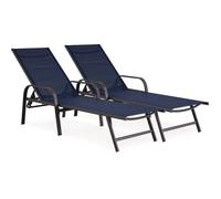 Lot De 2 Bains De Soleil En Métal "Farniente" - Bleu Nuit Bleu