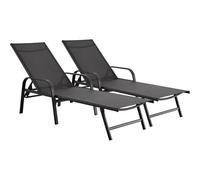 Habitat et Jardin – Lot de 2 bains de soleil Farniente – Métal H45×L193 cm non pliable – Gris