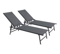 Lot De 2 Bains De Soleil En Métal "Sublima" - 180 X 54 X 104 Cm - Anthracite Gris