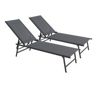 Lot De 2 Bains De Soleil En Métal "Sublima" - 180 X 54 X 104 Cm - Anthracite Gris