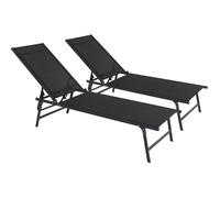 Lot de 2 bains de soleil en métal ""Sublima"" - 180 x 54 x 104 cm - Noir