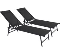 Habitat et Jardin Lot de 2 Bains de Soleil en métal Sublima - 180 x 54 x 104 cm - Noir