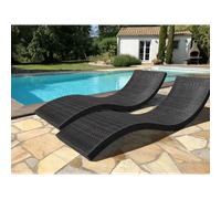Lot de 2 Bains de Soleil Empilables Cancun 190cm Noir
