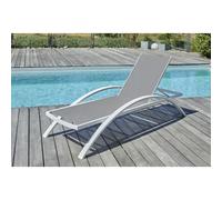 Lot de 2 bains de soleil en toile plastifiée et aluminium - Blanc - BARCELONA