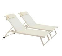 Lot de 2 bains de soleil inclinable avec roues ivoire - Oviala