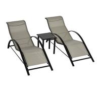 lot de 2 bains de soleil Outsunny Métal 169x59x66cm Gris clair