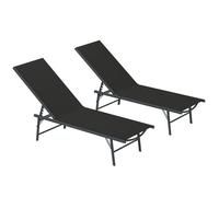 Lot de 2 bains de soleil - Outsunny - pliantes - inclinables - en textilène - de plage relax camping - 54 x 164 x 84 cm - noir