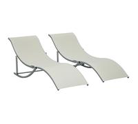 Lot de 2 bains de soleil pliables - Outsunny - transat jardin extérieur - en aluminium et textilène - charge 120 Kg - beige