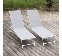 Lot de 2 bains de soleil pliants sicilia en textilène gris