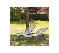 Lot de 2 bains de soleil pliants SICILIA en textilène gris - structure anthracite