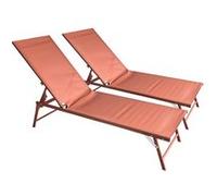 Lot de 2 bains de soleil pliants SICILIA en textilène terracotta - structure terracotta Terracotta G