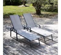 Lot de 2 bains de soleil sardinia en textilène gris struct. Anthracite