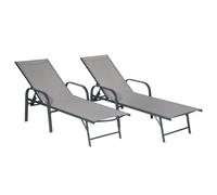 Happy Garden Bains de soleil Sardinia en textilène gris - structure anthracite - Lot de 2