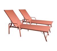 Lot De 2 Bains De Soleil Sardinia En Textilène Terracotta - Structure Terracotta Orange