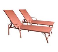 Lot de 2 bains de soleil SARDINIA en textilène terracotta - structure terracotta Terracotta G