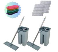 Lot de 2 Balai Autoclean Mop 360° avec Seau Double Compartiment | Serpillière Microfibre Ultra Absorbante | Système de Nettoyage