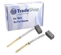 Lot de 2 balais de charbon Trade-Shop - 6 x 7 x 14 mm - Compatible avec Dewalt DW318 DW892 DW893 DW897 DW660S DW660 DW682 DW682K DW412 DW501 DW505