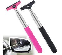 Lot de 2 balais d'essuie-Glace en Caoutchouc pour rétroviseur latéral, essuie-Glace rétractable pour Tous Les véhicules, Accessoires universels pour Voiture (Blanc/Rose)