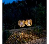 Lot de 2 balises solaires à planter - LUMISKY - AGADIR - H45 cm - Style oriental - LED blanc chaud