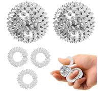 Lot de 2 balles d'acupression magnétiques et 3 anneaux de massage pour doigts, balle hérisson, petite taille, 32 mm, Skills Borderline, anneau d'acupression, compétences, kit de compétences pour