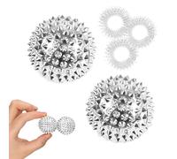Lot de 2 balles d'acupression magnétiques et 3 anneaux de massage pour doigts, Skills Borderline, anneau d'acupression, Skills, balle de hérisson, petite taille, 32 mm, kit de compétences pour