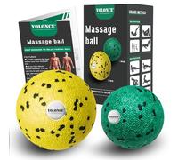 Lot de 2 balles de 8 cm et 6 cm, Massage de Trigger Point, Balle de Massage pour le Yoga, le Massage des Tissus Profonds, l'Automassage des Trigger Points(Jaune+Vert)