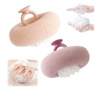 Lot de 2 balles de bain 2 en 1 super douces à ventouse en forme de tournesol exfoliant pour le corps, pouf en maille éponge pour femmes et hommes (lot de 2)