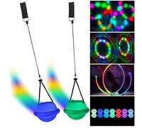 Lot de 2 balles de jonglage lumineuses avec couleurs arc-en-ciel et effet stroboscopique, doubles boucles réglables, pour enfants et adultes, débutants et professionnels, accessoires de peinture