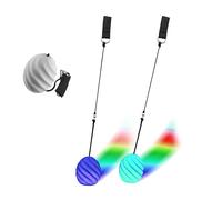 Lot de 2 balles de poï lumineuses à LED, 7 couleurs et 9 modes, avec doubles boucles réglables, pour danse, spectacle de lumière, rave, pour enfants et adultes
