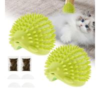 Lot de 2 balles d'herbe à chat - Jouet pour chat - 8,5 x 11,5 cm - Ultra amusant - Doux et sûr - Mur multifonction - Brosse à chat - Jouet pour massage, chatouillage - Enlèvement de pelage