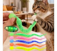 Lot de 2 balles élastiques pour chat avec chenilles aléatoires (style 2, lumineux)