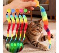 Lot de 2 balles élastiques pour chat avec chenilles aléatoires (style 4, lumineux)