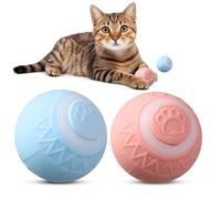 Lot de 2 balles électriques pour chat : jouet interactif pour chat avec lumière LED, balle rotative à 360 °, rechargeable par USB
