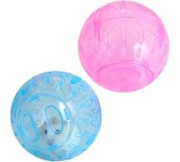 Lot de 2 balles transparentes pour hamster - Roue d'exercice naine - Jouets pour gerbille - Roues d'exercice pour petits animaux (bleu et rose) (12 cm)