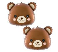 Lot de 2 ballons avec tête d'ours marron, ballons en peluche, ballons de fête d'ours, décorations d'anniversaire d'ours, ballons de fête en aluminium, ballons en aluminium