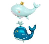 Lot De 2 Ballons Baleines, Ballons Animaux Marins, Ballons Gonflables En Aluminium, Ballons Baleines De Dessin Animé, Ballons De Douche Pour Enfants, Décorations De Fête En Bord De Mer
