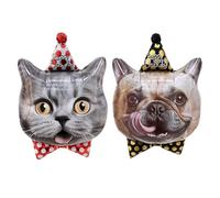 Lot de 2 ballons d'anniversaire pour animaux de compagnie - Ballons en aluminium motif chat et chien avec chapeau de fête - Ballons pour anniversaire de chien, chat, décoration de fête pour animaux de