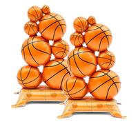 Lot de 2 ballons de basketball debout en aluminium - 150 x 83 cm - Ballons géants pour anniversaire d'enfant - Décoration de fête pour jour de jeu, sport, thème d'anniversaire