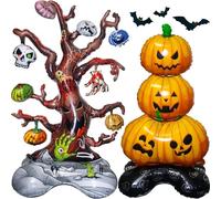 Lot de 2 ballons d'Halloween extra larges en aluminium citrouille et arbre mort pour décoration de fête intérieure et extérieure