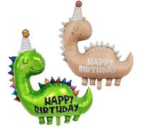 Lot De 2 Ballons Dinosaures Avec Chapeau D'Anniversaire, Ballons D'Anniversaire Dinosaures, Décorations De Dinosaures Pour Enfants, Anniversaires Filles, Ballons À L'Hélium Pour Dinosaures