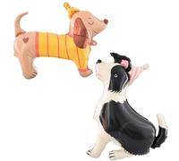 Lot de 2 ballons en aluminium 4D en forme de chien de berger debout, teckel, décoration de fête d'anniversaire, fournitures de fête prénatale