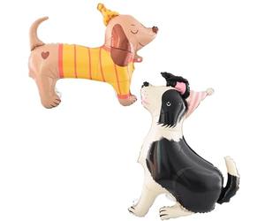 Lot de 2 ballons en aluminium 4D en forme de chien de berger debout, teckel, décoration de fête d'anniversaire, fournitures de fête prénatale